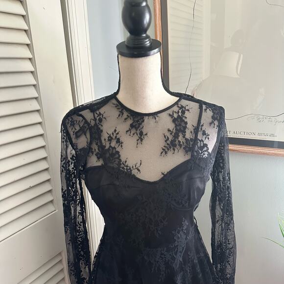 PEARL GEORGINA CHAPMAN MARCHESA Womens Dress Sheer Lace Whimsigoth Grunge 4 - Picture 3 of 14